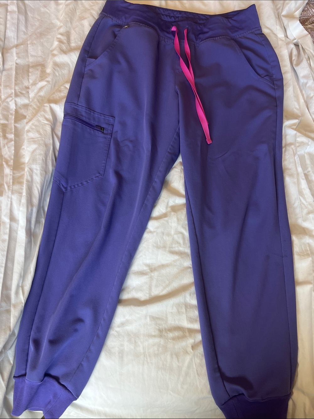 Figs Purple Jogger Pants with Pink Drawstring